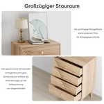 Chest of Drawers with 4 Storage Drawers and Wooden Wardrobe Cabinet, Oak Color