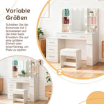 Dressing Table Vanity with Mirror, Drawer, LED Lighting
