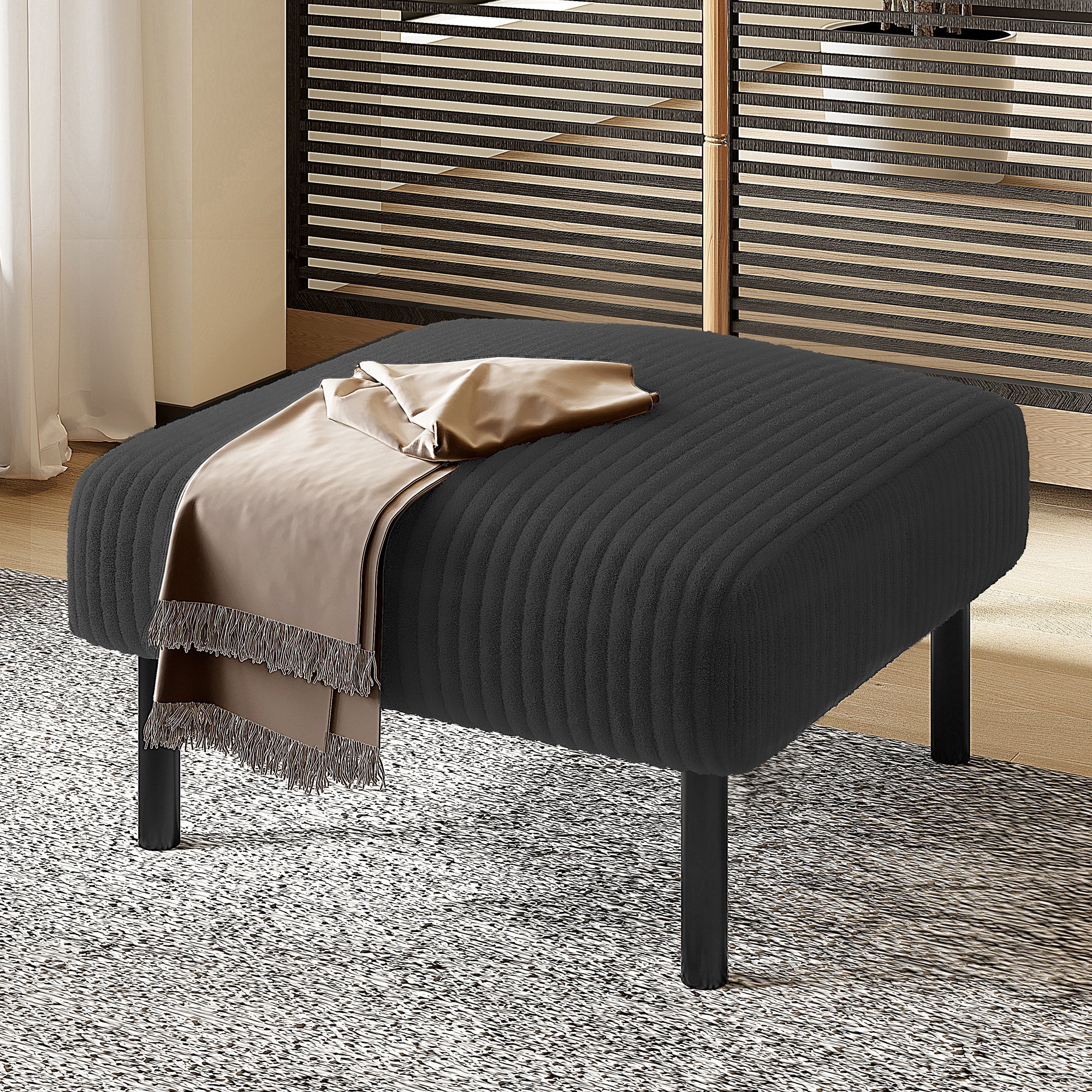 Premium corduroy stool super-soft velour metal frame