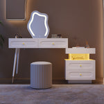 Dressing Table Set with LED Mirror & 4 Drawers, White