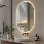 Capsule LED Bathroom Mirror 50x80cm Anti-Fog, Tempered Glass