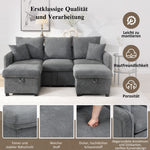 Corner Sofa U-Shaped Three-Seater Modular with Storage & Sleeping Function, Chenille