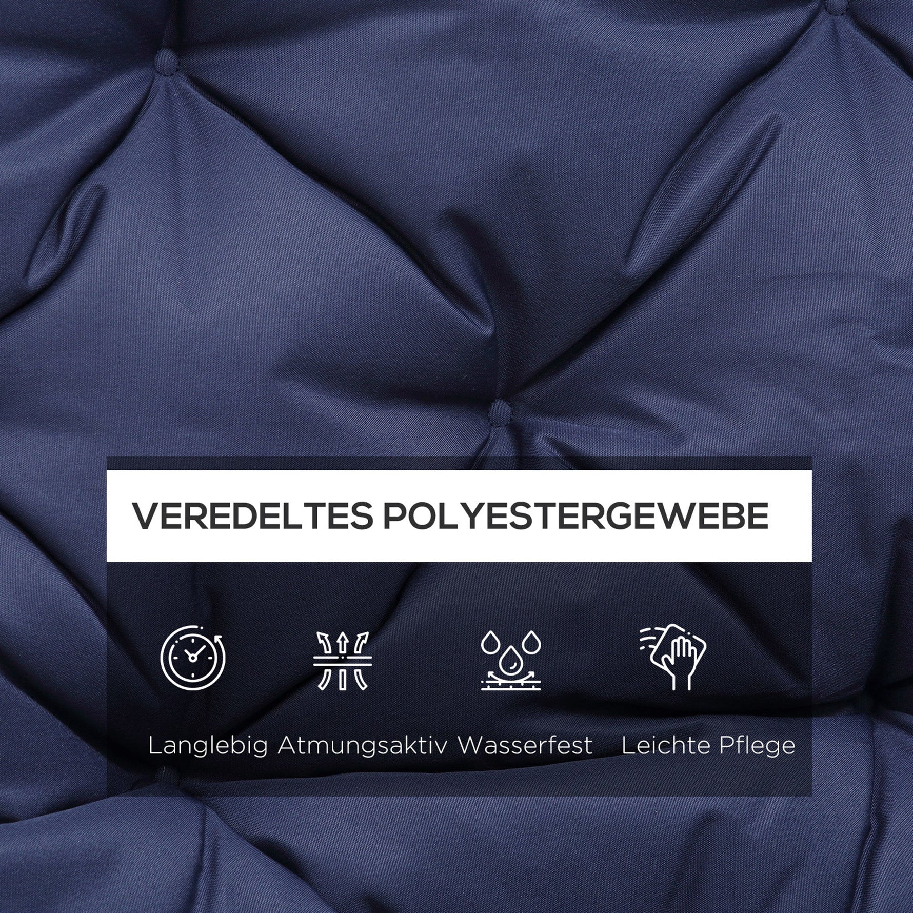 3-Seater Bench Cushion 150x98x8 cm, Outdoor/Indoor Seat Pad with Ties, Dark Blue