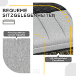 Linen look upholstered bench for bedroom, bed bench, dressing table, 200 kg, light grey steel