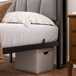 Bed Frame 140x190cm with LED Light & USB Station, Metal