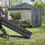 Folding Pavilion 2.97x2.97m with Sidewalls, UV Protection, Sandbag - Dark Grey Steel