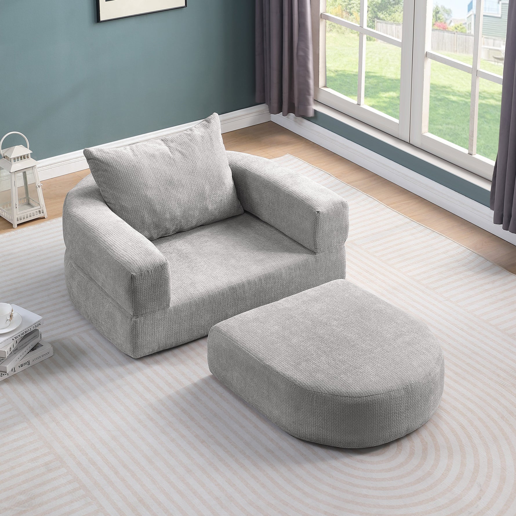 Compressed Sofa Bed Futon, Versatile Foldable Sleeper Chair & Mattress for Guest/Office, Fabric