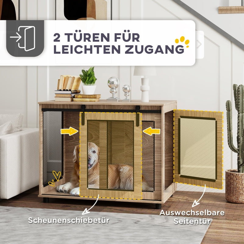 Dog Crate, Transport Box, Lockable, Light Brown