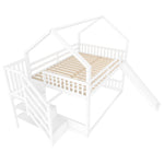 Bunk Bed with Storage Stairs and Slide, 140x200cm, White