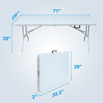 Folding Table 180cm, Portable Adjustable Rustproof, White