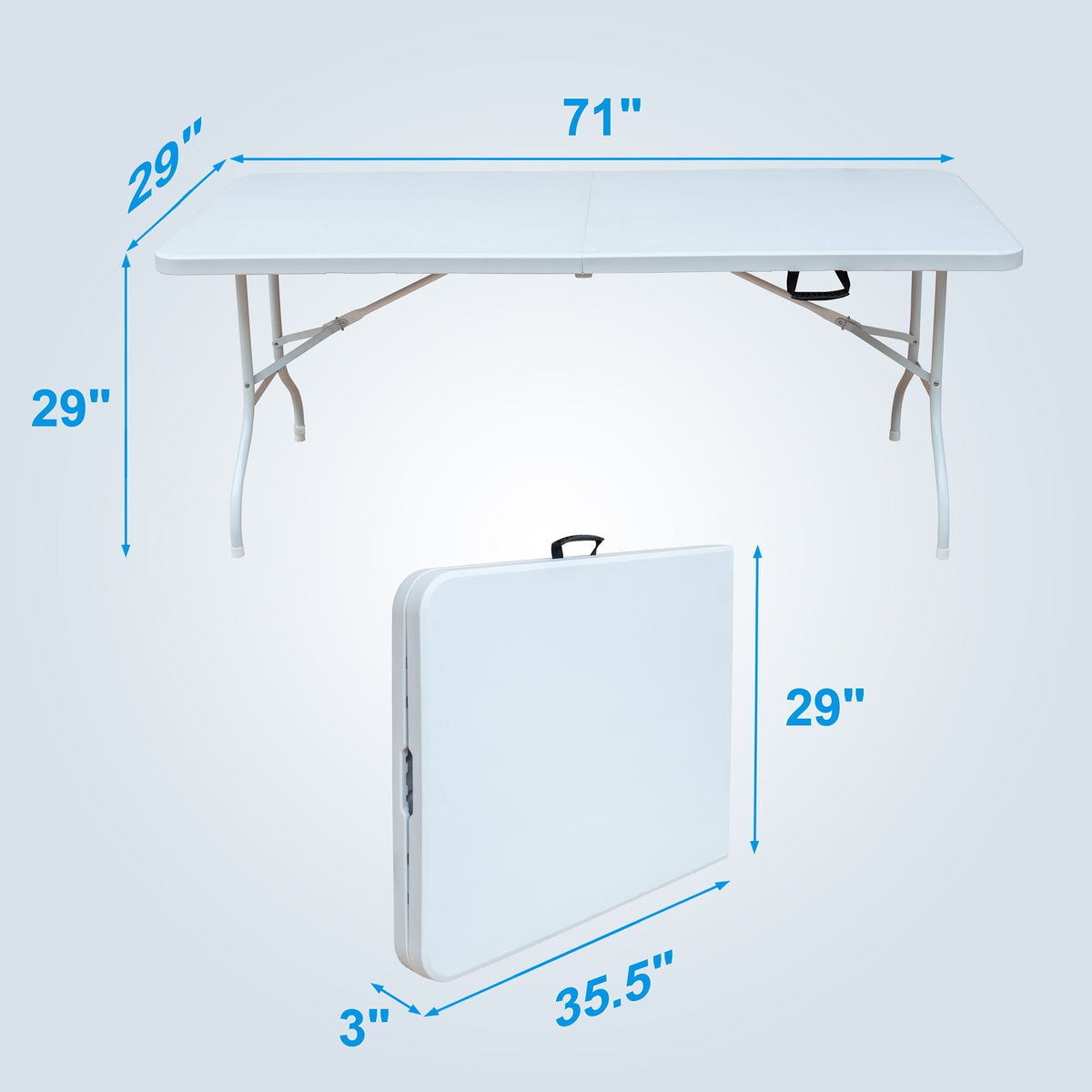 Folding Table 180cm, Portable Adjustable Rustproof, White