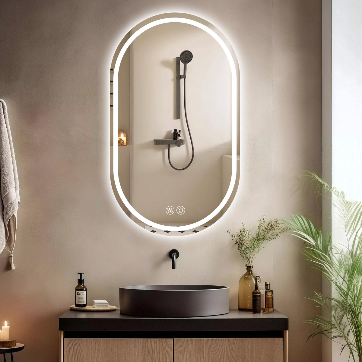 Full-Length Standing Mirror 161.5x50cm - Black Aluminum Frame