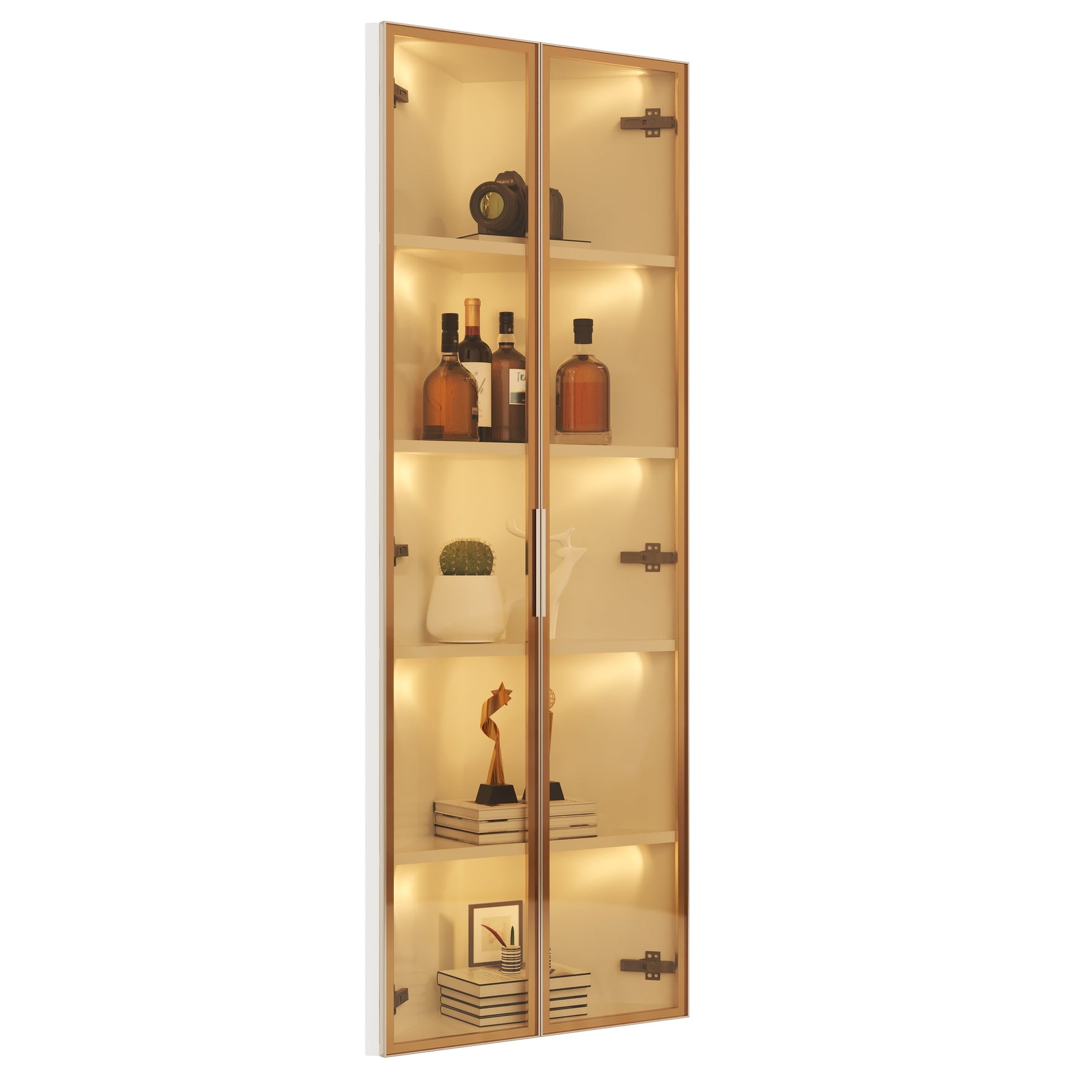 LED Glass Display Case with Integrated Light Strip and Tempered Glass, White