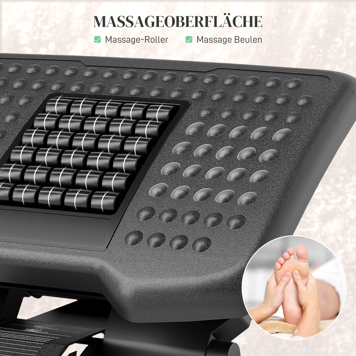 Footrest Desk Height Adjustable Ergonomic Non-Slip Support, Black