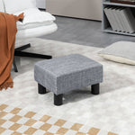 Footstool Rectangular Ottoman Upholstered Linen 150kg Capacity, Grey