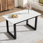 Extendable Dining Table 140/180cm Rectangular Industrial Style MDF White/Black