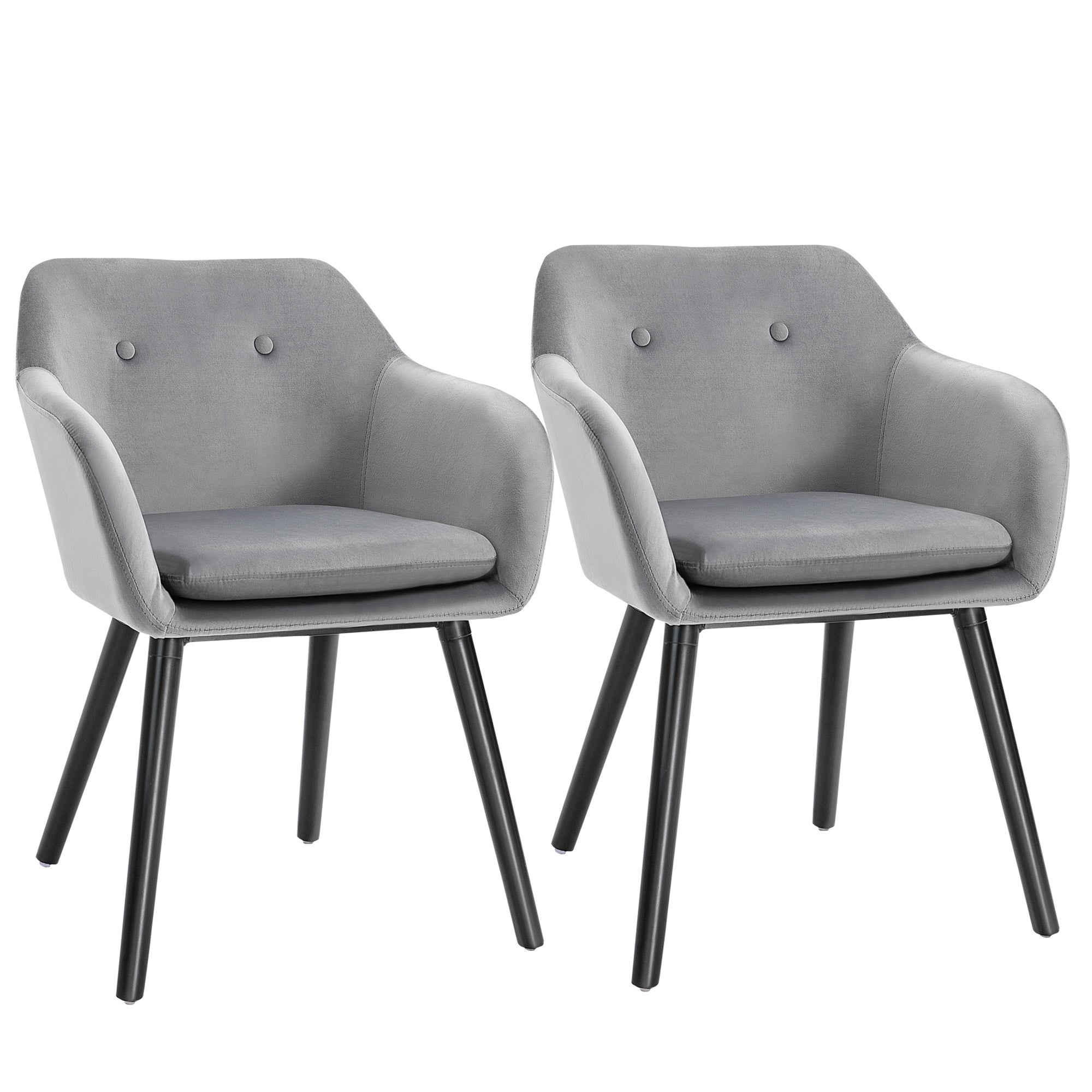 Dining Chairs, Set of 2, Upholstered with Backrest, Velvet Grey