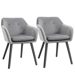 Dining Chairs, Set of 2, Upholstered with Backrest, Velvet Grey
