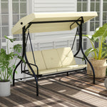 Outsuuny Porch Swing, 2-in-1 Reclining 3-Seater with Adjustable Sunroof, 240 kg, Beige