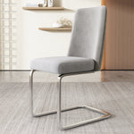 Velvet Dining Chair Set of 4 Diamond Back Luxurious Metal Legs Grey