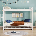 Bunk Bed 90x200cm Pull-out Bed High Railings - White