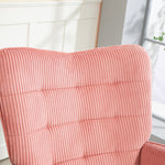 Rocking Chair Armrest Wooden Runners Recliner, Corduroy Pink