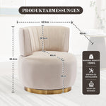 Swivel Chair 360° Round Velvet Barrel - Beige