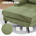 Modern Minimalist Lounger Sofa with Storage Pockets and Wooden Legs, Chenille