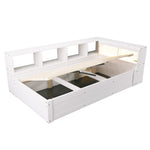 Sofa Bed 90x200 cm with Hydraulic Storage & LED - White