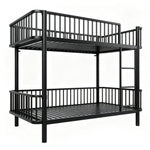 Metal Bunk Bed 90x200 Space-Saving Safety Railing, Black