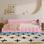 Daybed with LED Light, Hydraulic Storage and USB Charging, Pink Imitation Fleece
