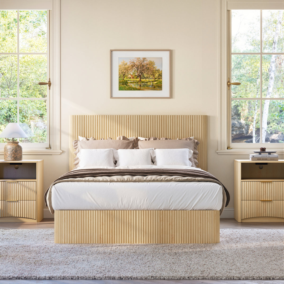 Modern Storage Bed 140x200cm with Hydraulic Lift, Light Oak