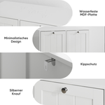 Tilting Laundry Basket Cabinet with Removable Hamper and Storage, Freestanding Bathroom Organizer, White MDF