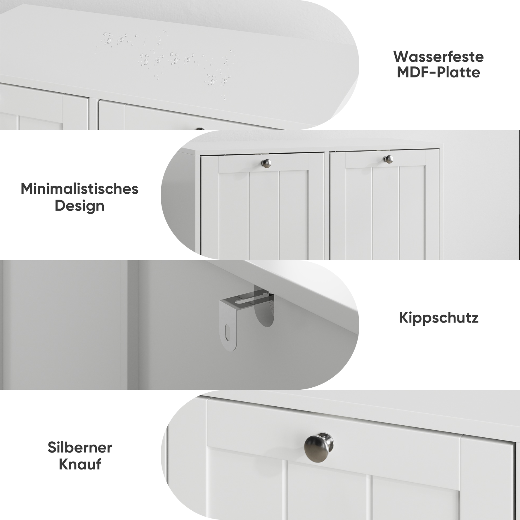 Tilting Laundry Basket Cabinet with Removable Hamper and Storage, Freestanding Bathroom Organizer, White MDF