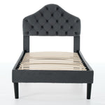 Twin Size Upholstered Platform Bed Frame, 90x200cm, Gray Velvet