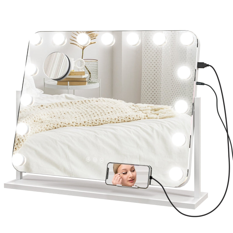 LED Vanity Mirror, Dimmable, Touch Control, USB, White