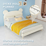 Modern Upholstered Bed 140x200cm with Mattress, Cartoon Design, Beige