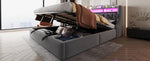 Upholstered Storage Bed 180x200 with LED & Power Outlet, Grey Velvet