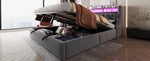 Upholstered Bed 180 x 200 cm with Hydraulic Storage and LED Lighting, Grey Velvet