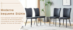 Dining Chair Modern Minimalist PU Leather Back Metal Legs - Black
