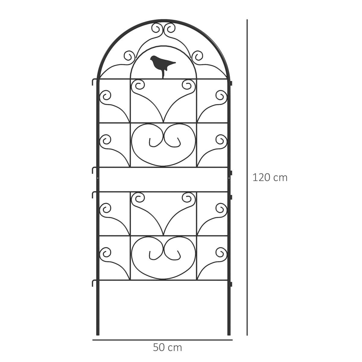 Metal Trellis 2-Pack Rustproof Bird Design 50x120cm Black