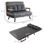 Sofa Bed, Storage Function Velvet Back Cushions, Dark Grey (102x73x81 cm)