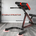 Training Chair Fitness Bench Weight Bench, Adjustable Handles, Steel Red+Black