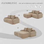 Modular Sofa 2-Person 2 Ottomans Cup Holder Storage Corduroy Khaki