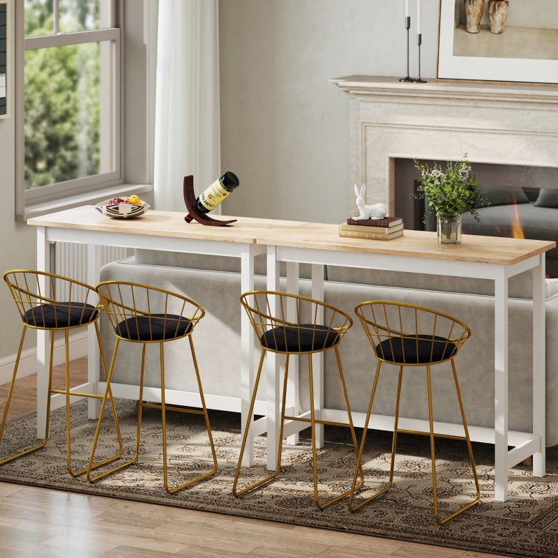 Bar Table, Compact, Seats 2, Oak Look Natural Wood+White
