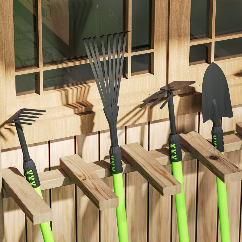 Garden Tool Set, 4 Pieces, Shovel, Hoe, Rake, Fir Wood