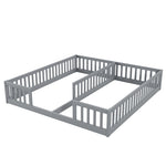Children's Panel Bed 90x200 cm with Railing, Grey Pine Wood