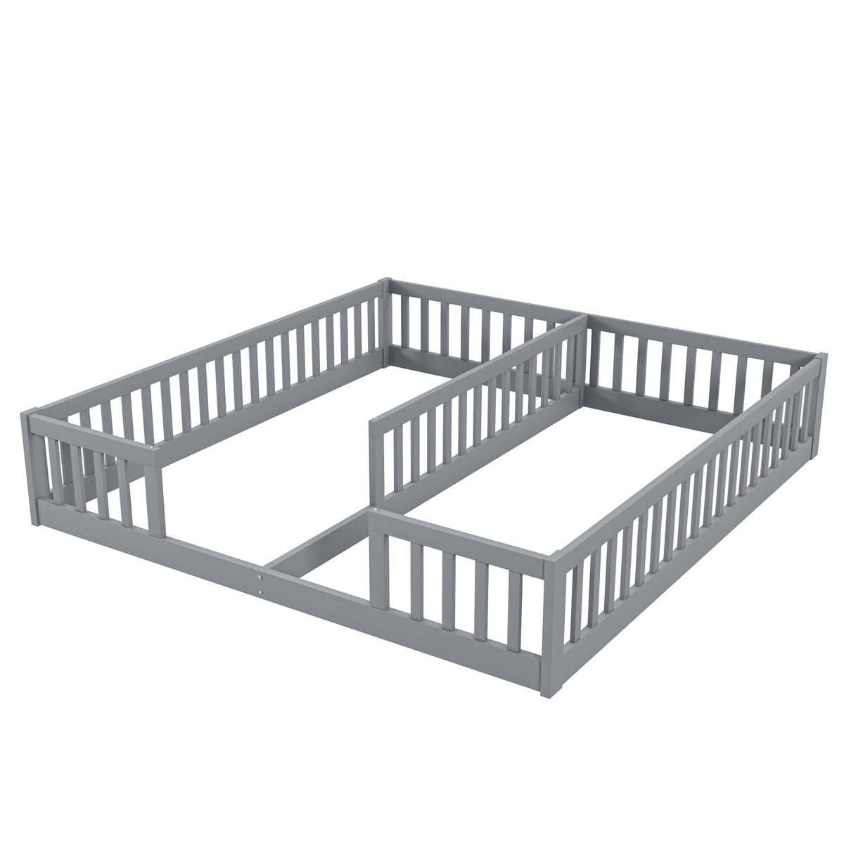 Children's Panel Bed 90x200 cm with Railing, Grey Pine Wood