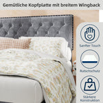 Modern Minimalist Soft Bed, Comfortable Headboard, High Box, 140x200CM, Gray