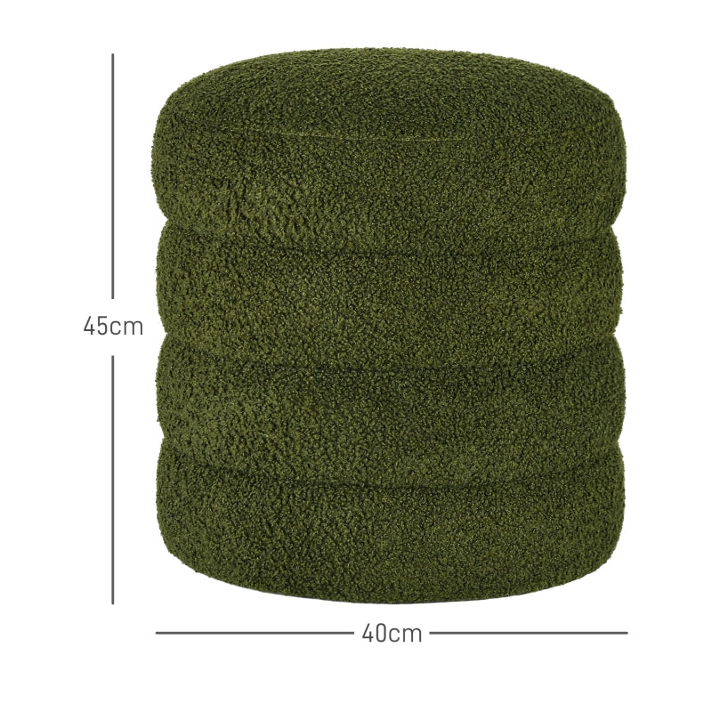 Stool, Round, Teddy Fleece, Green